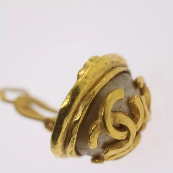 CHANEL Triple Coco Earring Gold CC Auth - Picture 5 of 16